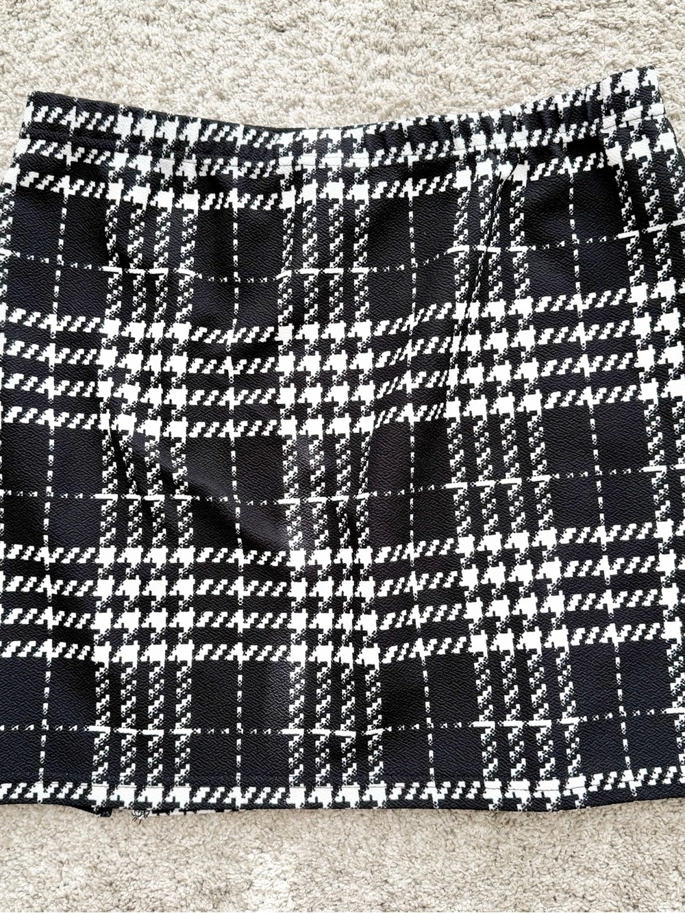 SHEIN Black and White Plaid Mini Skirt